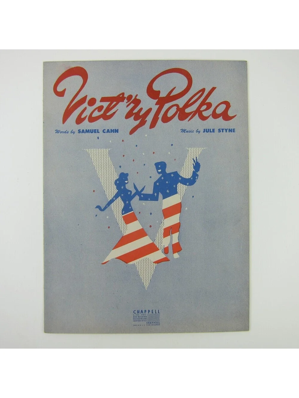 Sheet Music Victory Vict'ry Polka Samuel Cahn Jule Styne Patriotic Vintage 1943